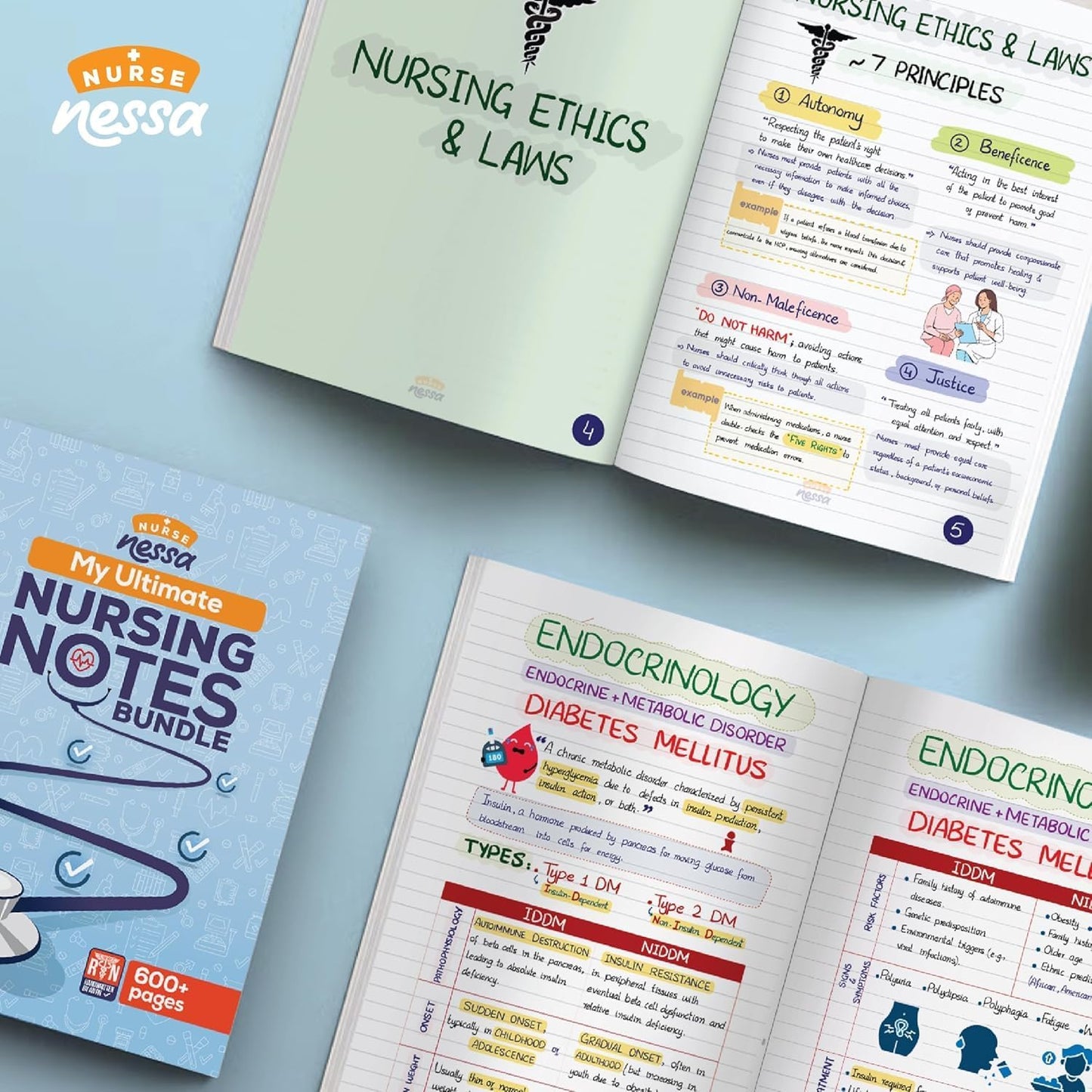 Nurse Nessa Comprehensive, Handwritten Nursing Notes - 600+ Pages - Designed to help you ACE the NCLEX